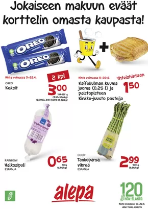 Alepa -luettelo, Vantaa | Alepa tarjoukset | 2025-04-09T00:00:00.000Z - 2025-04-22T00:00:00.000Z