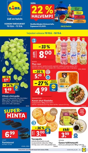 Lidl -luettelo | Löydä houkuttelevia tarjouksia | 2025-06-09T00:00:00.000Z - 2025-06-17T00:00:00.000Z