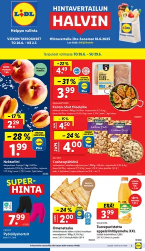 Lidl -luettelo | Laaja valikoima tarjouksia | 2025-06-23T00:00:00.000Z - 2025-07-02T00:00:00.000Z