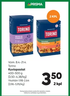 Prisma -luettelo | TOK Prisma Torino 8.-21.4. | 2026-04-08T00:00:00.000Z - 2026-04-21T00:00:00.000Z