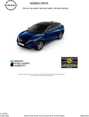 Nissan -luettelo, Oulu | Nissan ARIYA | 2024-09-28T00:00:00.000Z - 2025-09-28T00:00:00.000Z