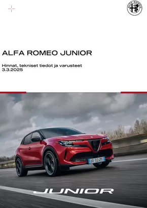 Alfa Romeo -luettelo, Pirkkala | Alfa Romeo Junior | 2025-03-04T00:00:00.000Z - 2025-05-04T00:00:00.000Z